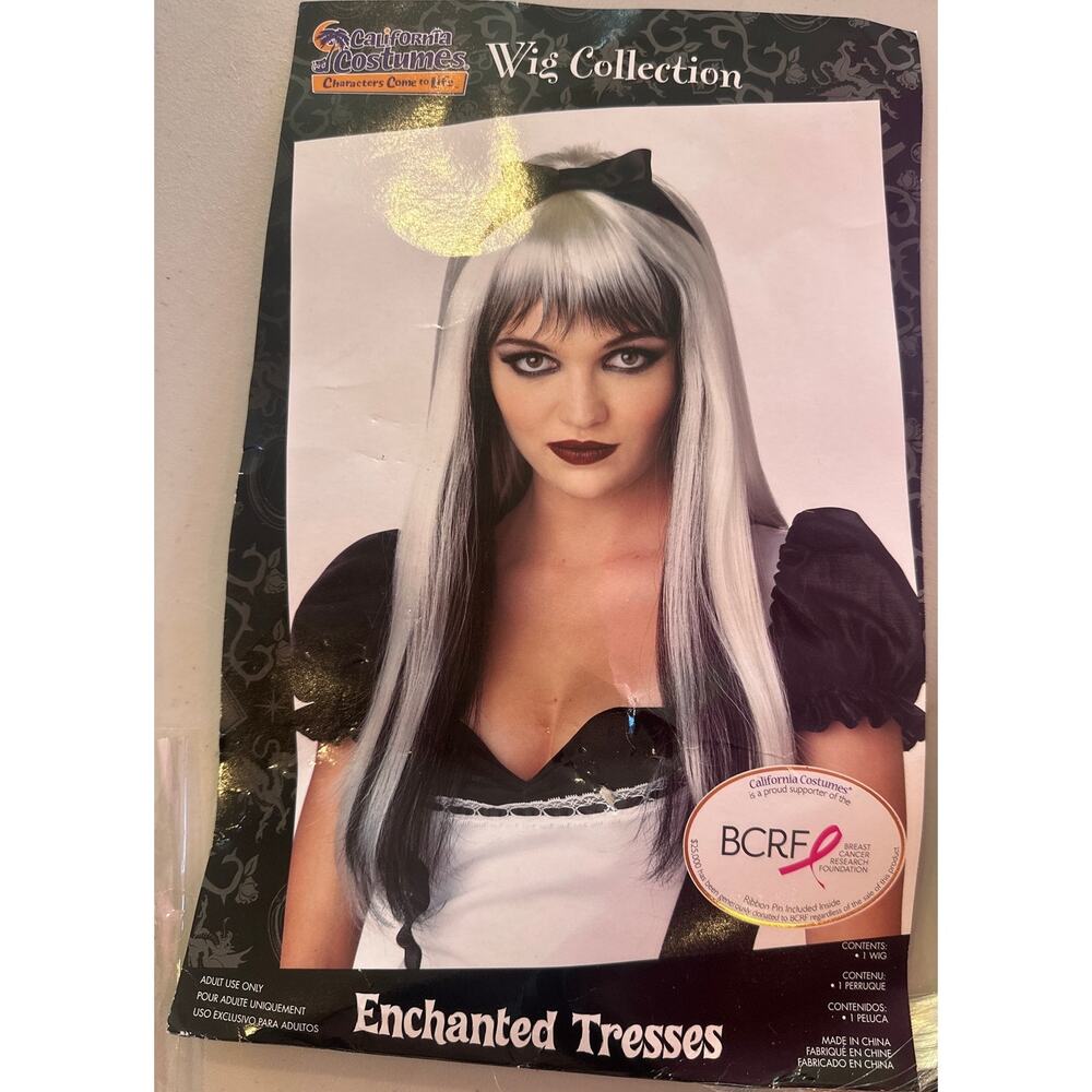 Enchanted Tresses Black Silver Costume Wig Halloween Adult